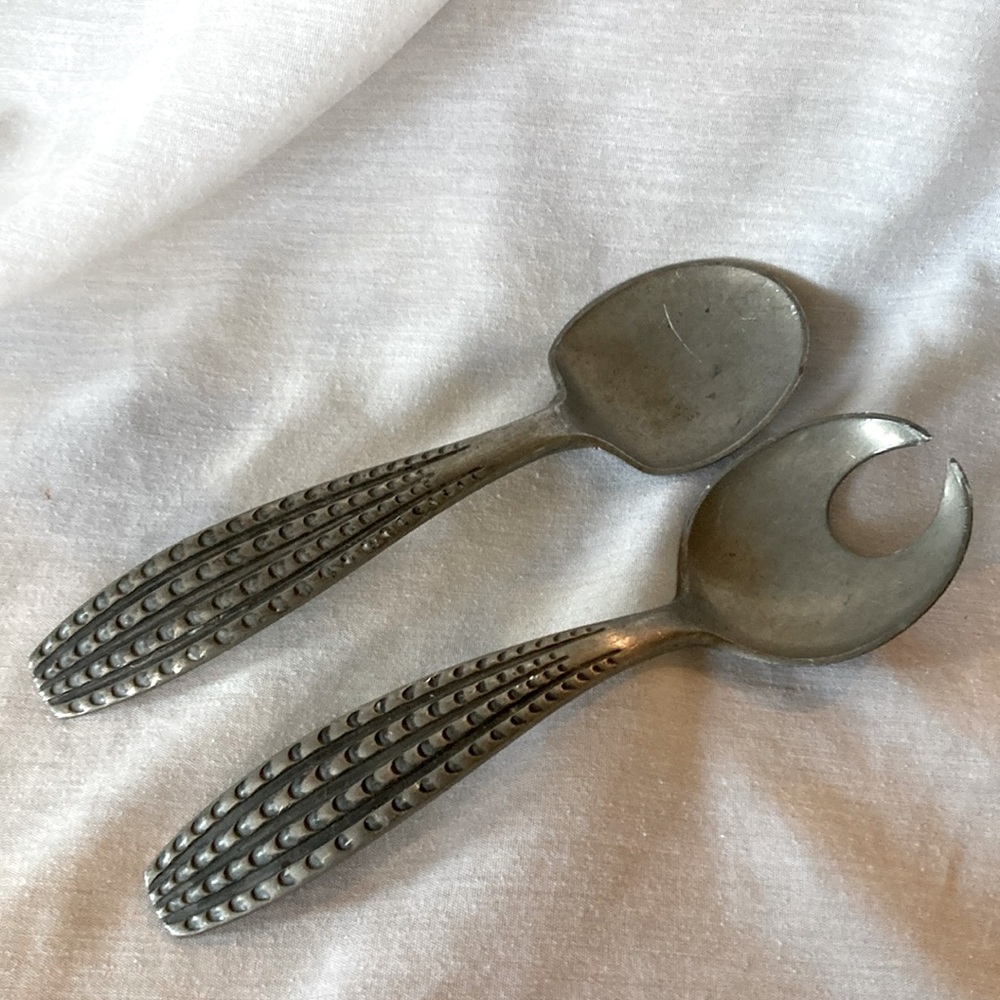 Vintage Norway Pewter Salad Fork and Spoon